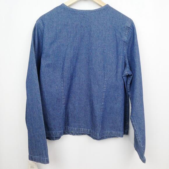 Vintage New Direction Southwestern Embroidered Jacket Sz L Blue Denim Beaded NOS - Picture 8 of 11